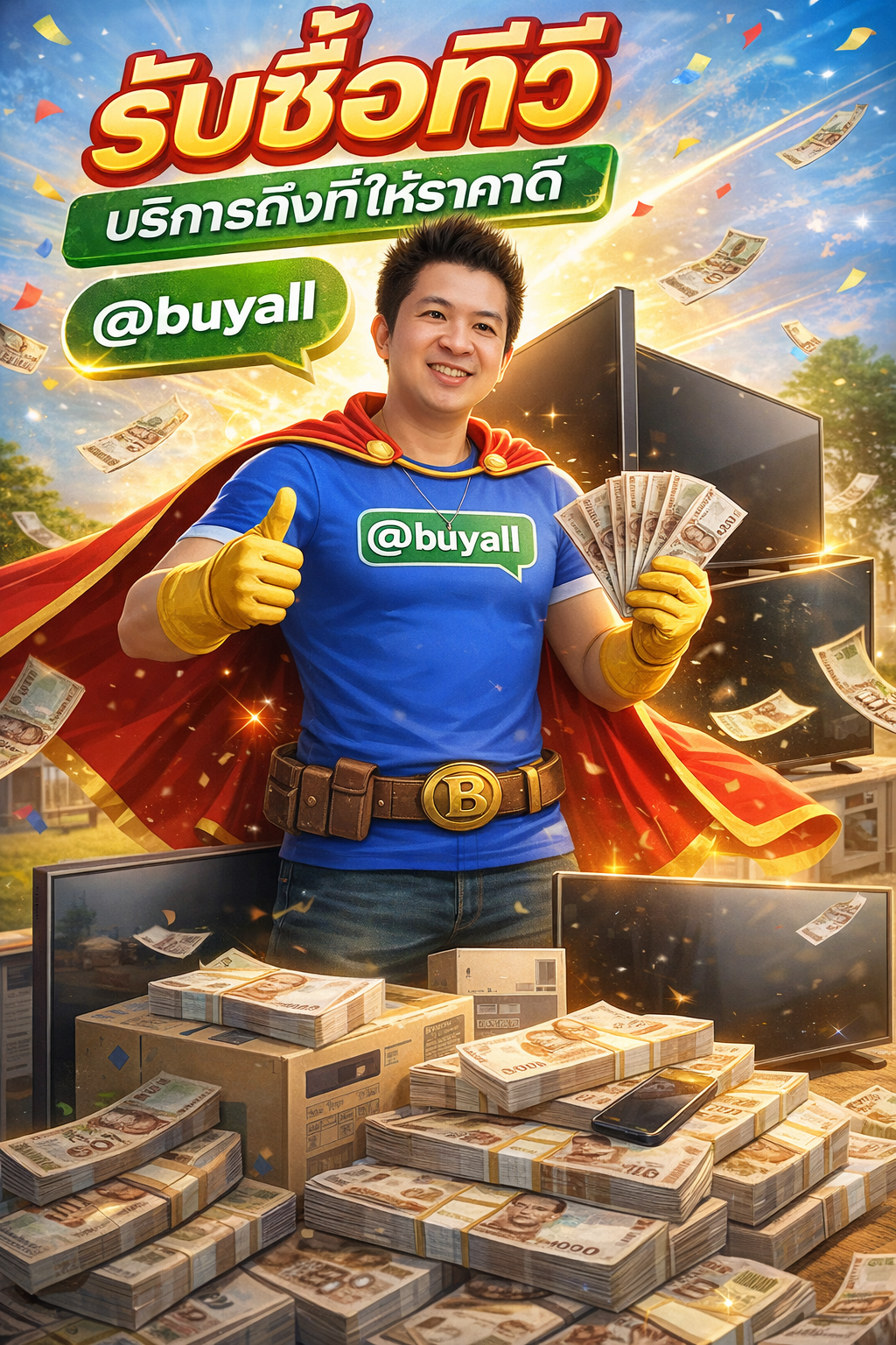 ภาพประชาสัมพันธ์บริการรับซื้อทีวีของ รับซื้อกรุงเทพ.com พร้อม Line @buyall และเบอร์ติดต่อ 091-1206831