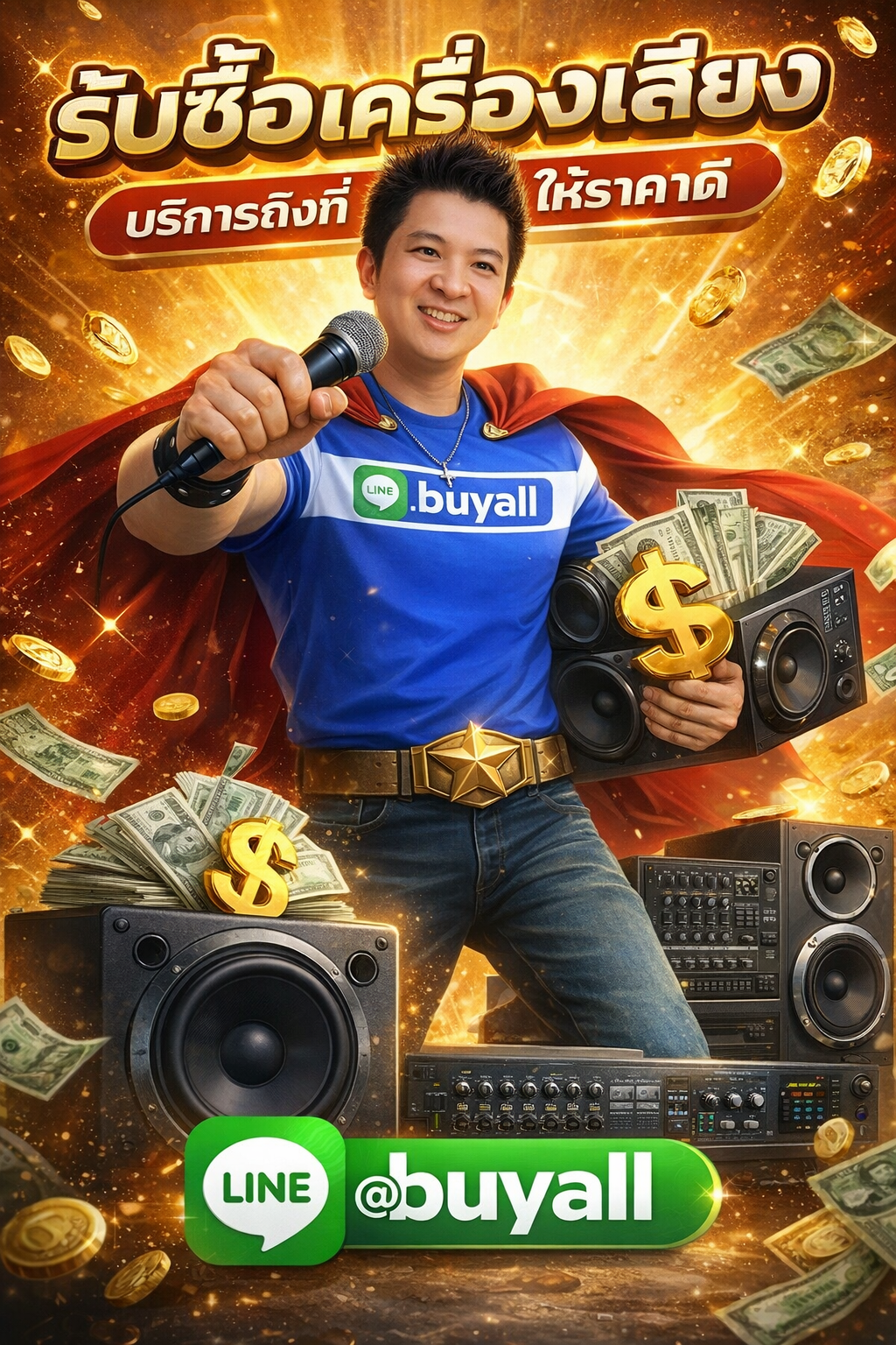 ภาพประชาสัมพันธ์บริการรับซื้อเครื่องเสียงของ รับซื้อกรุงเทพ.com พร้อม Line @buyall และเบอร์ติดต่อ 091-1206831
