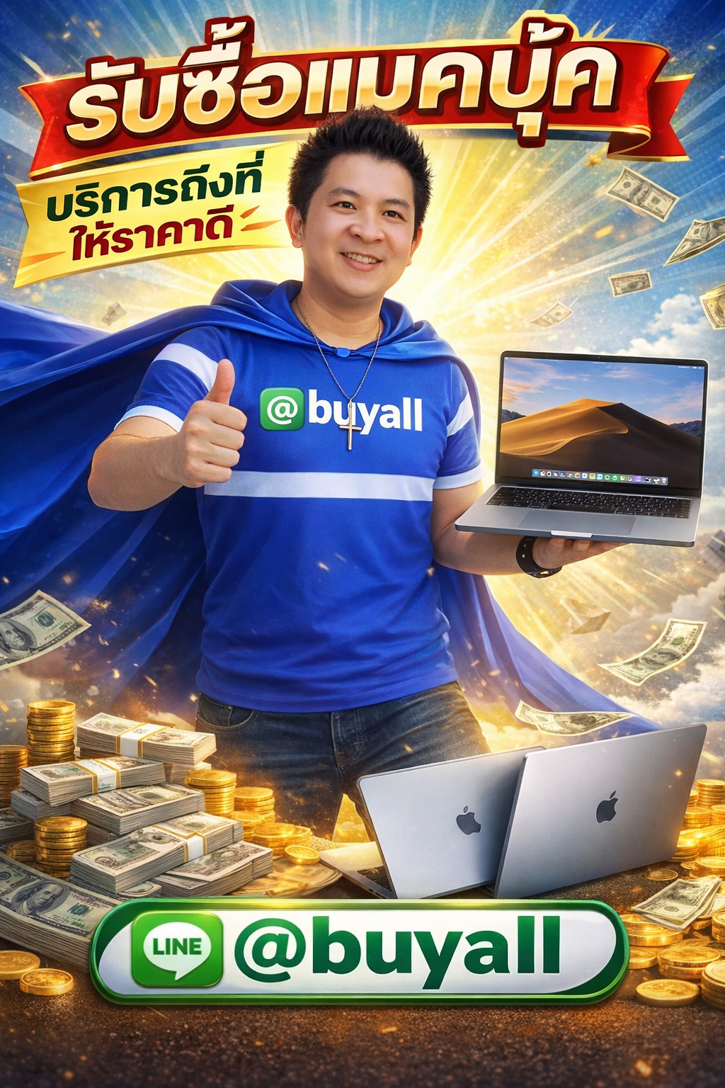 ภาพประชาสัมพันธ์บริการรับซื้อแมคบุ๊คของ รับซื้อกรุงเทพ.com พร้อม Line @buyall และเบอร์ติดต่อ 091-1206831