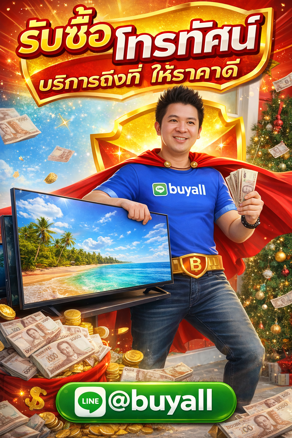 ภาพประชาสัมพันธ์บริการรับซื้อโทรทัศน์ของ รับซื้อกรุงเทพ.com พร้อม Line @buyall และเบอร์ติดต่อ 091-1206831