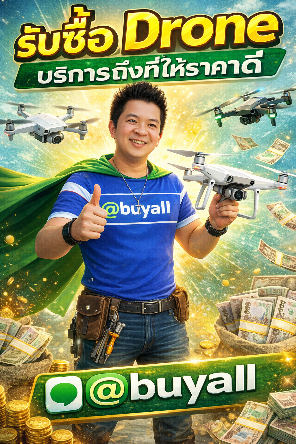 ภาพประชาสัมพันธ์บริการรับซื้อ Drone ของ รับซื้อกรุงเทพ.com พร้อม Line @buyall และเบอร์ติดต่อ 091-1206831