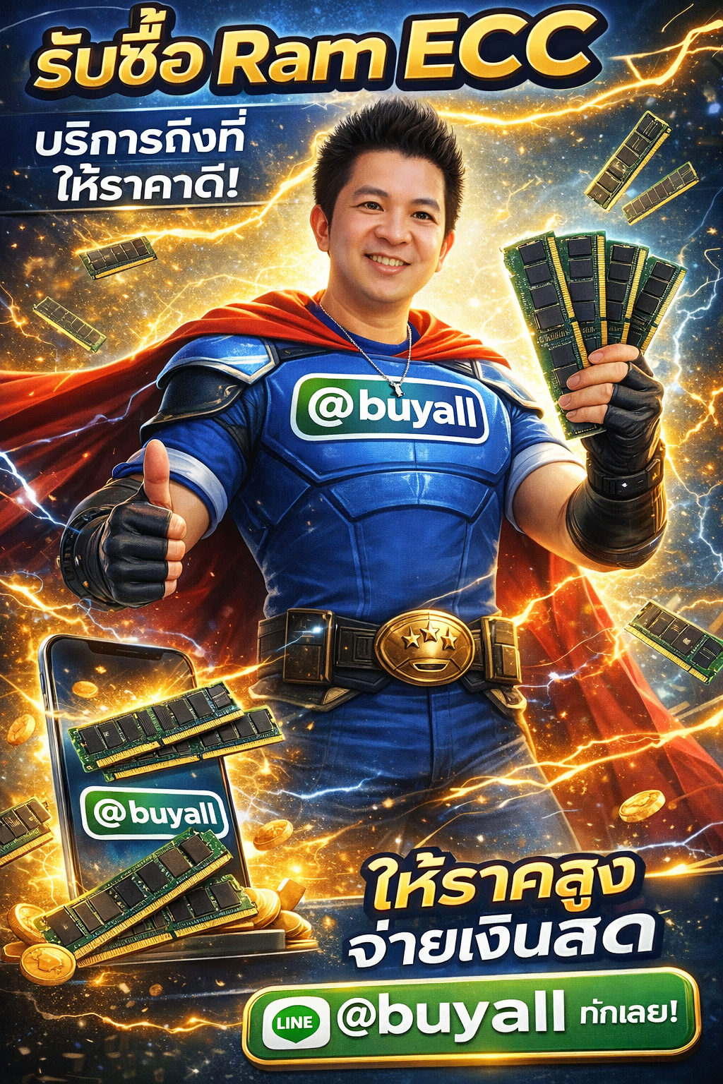 ภาพประชาสัมพันธ์บริการรับซื้อ Ram ECC ของ รับซื้อกรุงเทพ.com พร้อม Line @buyall และเบอร์ติดต่อ 091-1206831