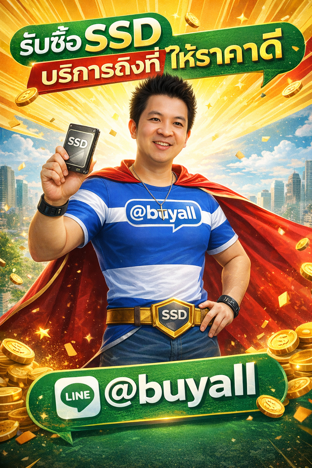 ภาพประชาสัมพันธ์บริการรับซื้อ SSD ของ รับซื้อกรุงเทพ.com พร้อม Line @buyall และเบอร์ติดต่อ 091-1206831