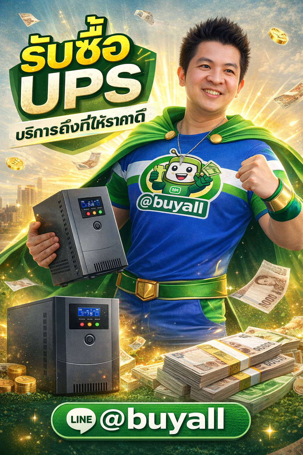 ภาพประชาสัมพันธ์บริการรับซื้อ UPS ของ รับซื้อกรุงเทพ.com พร้อม Line @buyall และเบอร์ติดต่อ 091-1206831