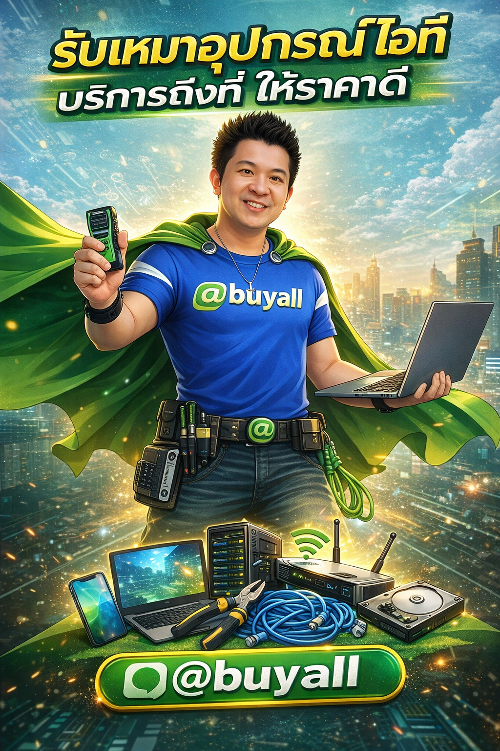 ภาพประชาสัมพันธ์บริการ รับเหมาอุปกรณ์ไอที ของ รับซื้อกรุงเทพ.com พร้อม Line @buyall และเบอร์ติดต่อ 091-1206831