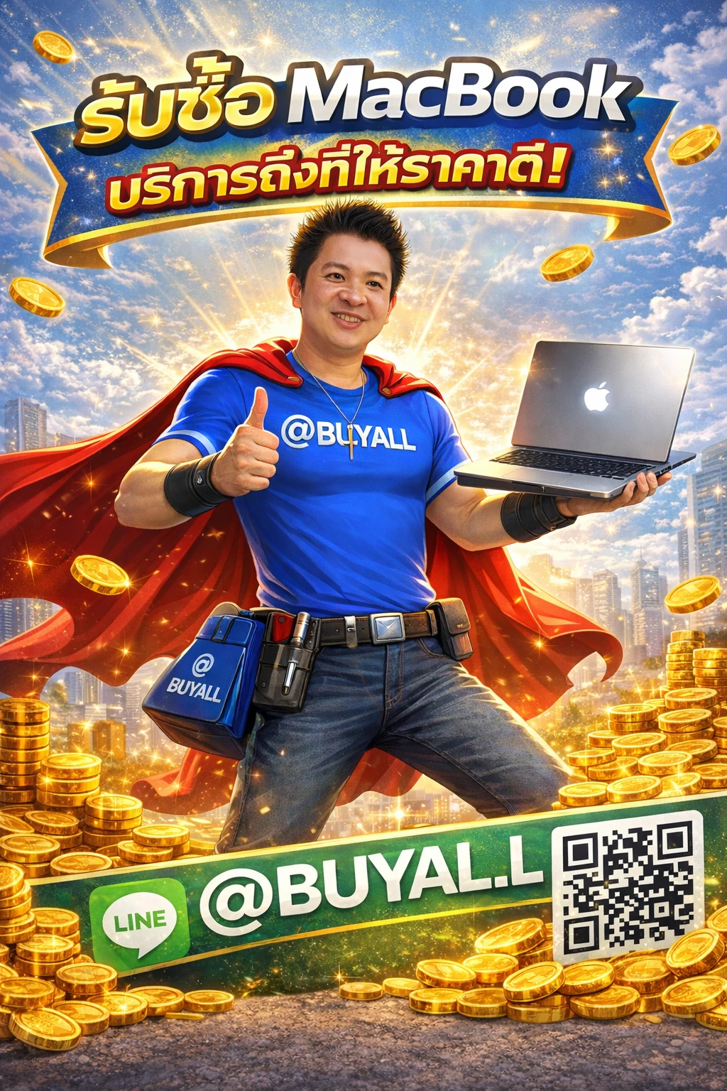 ภาพประชาสัมพันธ์บริการรับซื้อ macbook ของ รับซื้อกรุงเทพ.com พร้อม Line @buyall และเบอร์ติดต่อ 091-1206831
