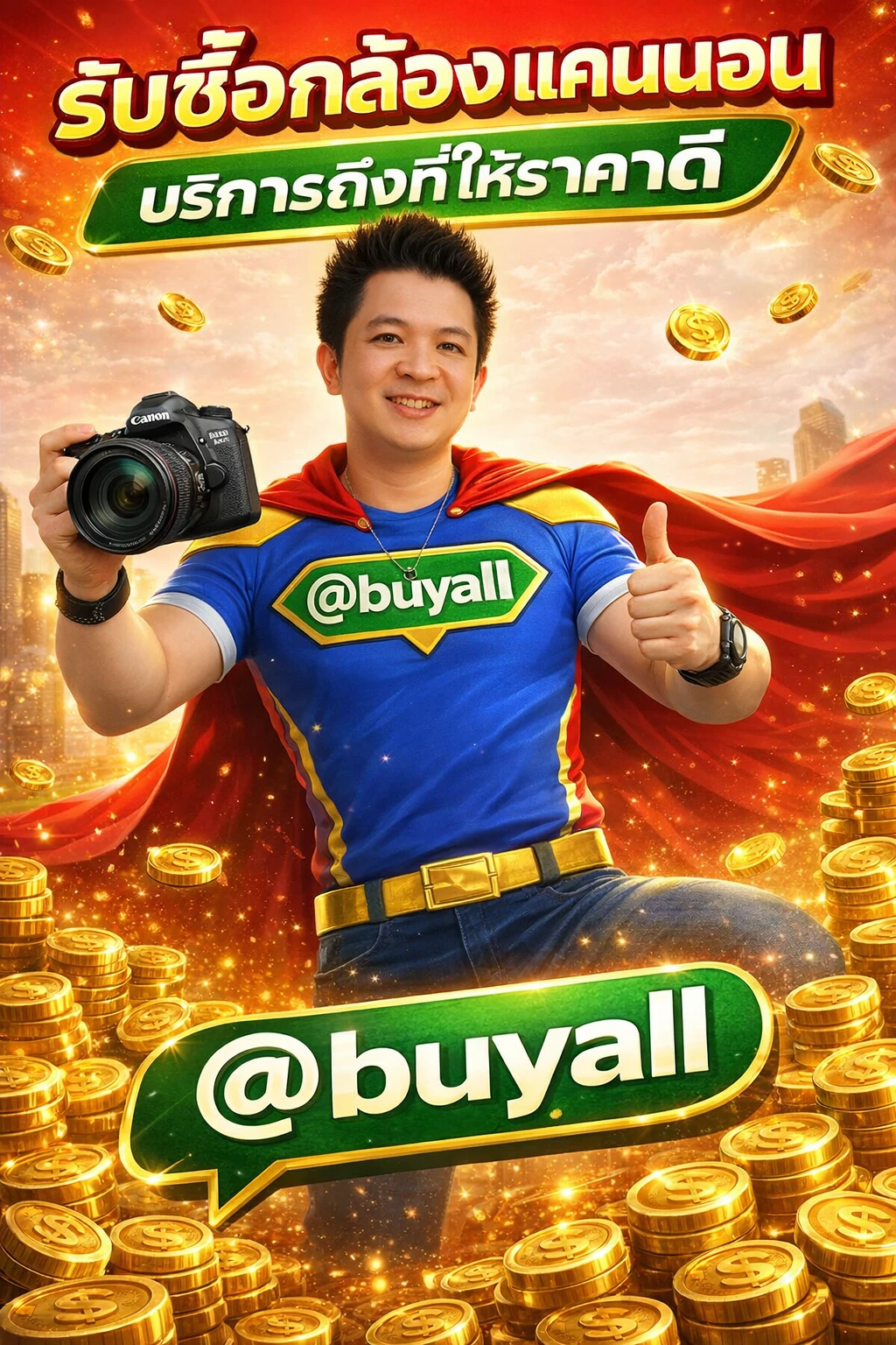 ภาพประชาสัมพันธ์รับซื้อกล้องแคนนอน มือสอง พร้อมติดต่อ Line @buyall และโทร 091-1206831