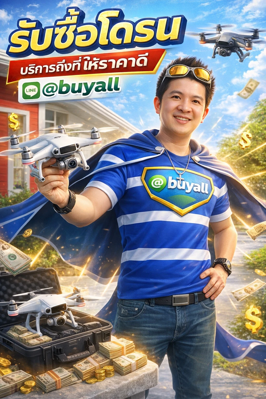 ภาพประชาสัมพันธ์บริการรับซื้อโดรนของ รับซื้อกรุงเทพ.com พร้อม Line @buyall และเบอร์ติดต่อ 091-1206831