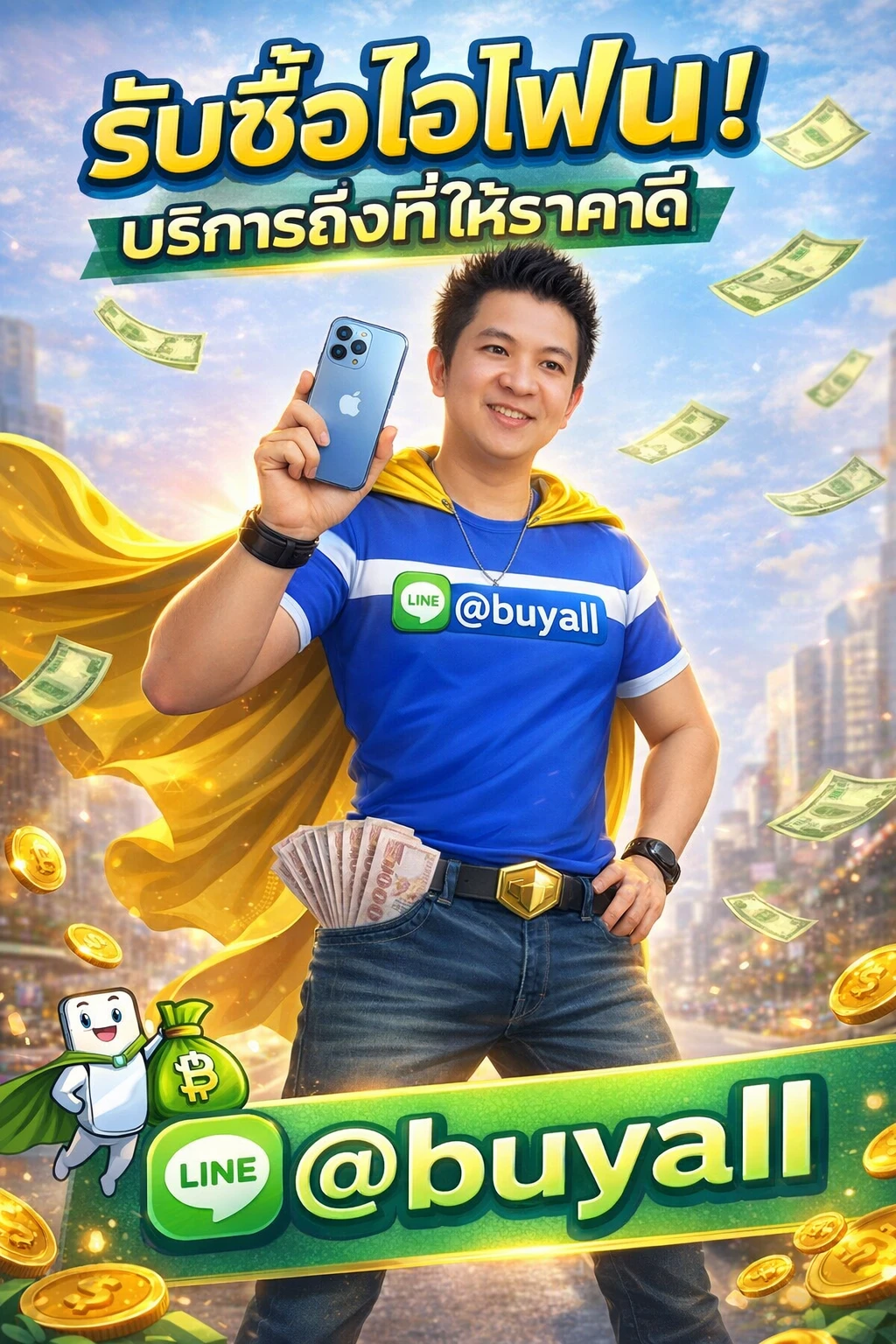 ภาพประชาสัมพันธ์บริการรับซื้อไอโฟนของ รับซื้อกรุงเทพ.com พร้อม Line @buyall และเบอร์ติดต่อ 091-1206831